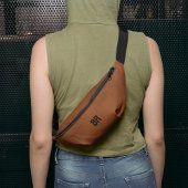 Brown Cuir Vintage Vieux Monogramme simple