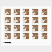 Brown Custom coffee shop logo square sticker (Vel)