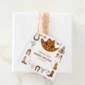 Brown Cute Cowboy Birthday party Bedankjes Labels (In situ)
