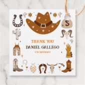 Brown Cute Cowboy Birthday party Bedankjes Labels (Achterkant)