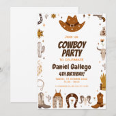 Brown Cute Cowboy Birthday party Kaart (Voorkant / Achterkant)