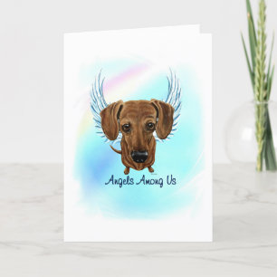 Brown Dachshund Angel Dog Pet Verlies Sympathie Ca Bedankkaart