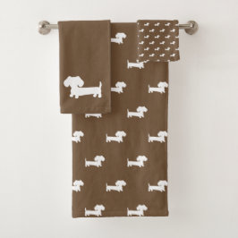 Brown Dachshund Bath Towel Set Hand Wash Cloth Bad Handdoek
