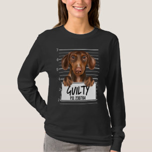 Brown Dachshund Mugshot Guilty Dog T-shirt