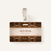 Brown Damask Badge (Achterkant met clip)