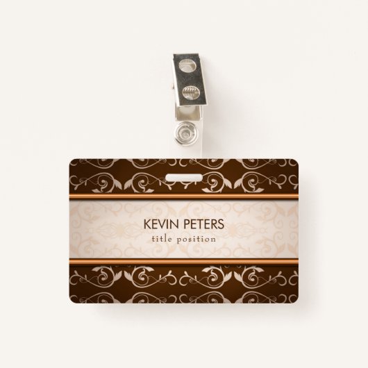 Brown Damask Badge (Voorkant met clip)