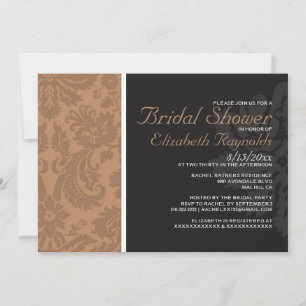 Brown Damask Bridal Shower-uitnodigingen Kaart