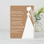 Brown Damask Bride Bridal Shower Kaart (Staand voorkant)