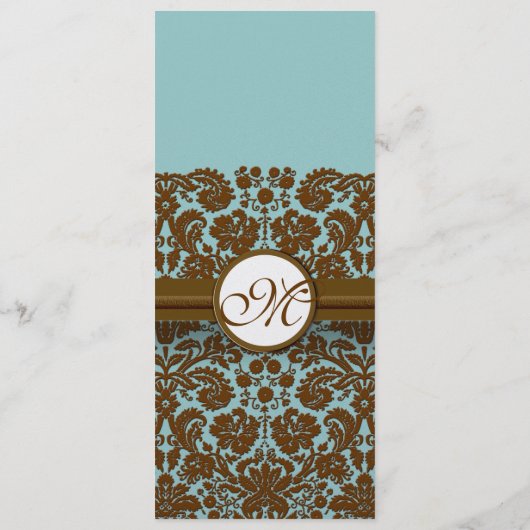 Brown Damask Monogram Wedding Programme (Dos)