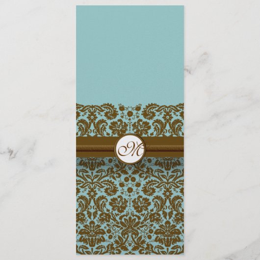 Brown Damask Monogram Wedding Programme (Dos)