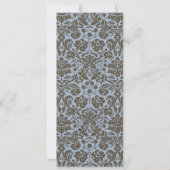 Brown Damask over Aqua Blue Wedding Invitation Kaart (Achterkant)