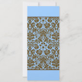 Brown Damask over Aqua Blue Wedding Invitation Kaart (Achterkant)