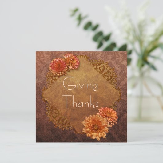 Brown Damask Thanksgiving Dîner Invitations (Debout devant)