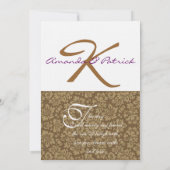 Brown Damask Wedding Inv. Kaart (Achterkant)