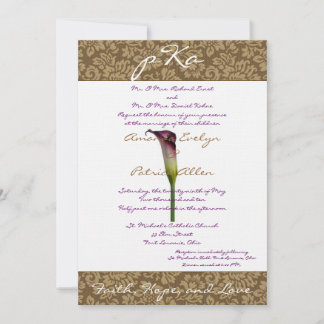Brown Damask Wedding Inv. Kaart