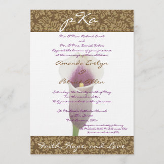 Brown Damask Wedding Inv. Kaart