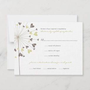 Brown Dandelion Flowers Love Wedding Carte RSVP
