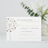 Brown Dandelion Flowers Love Wedding Carte RSVP (Debout devant)
