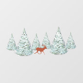 Brown Deer under Snow Covered Spruce Trees   Raamsticker (Vel)