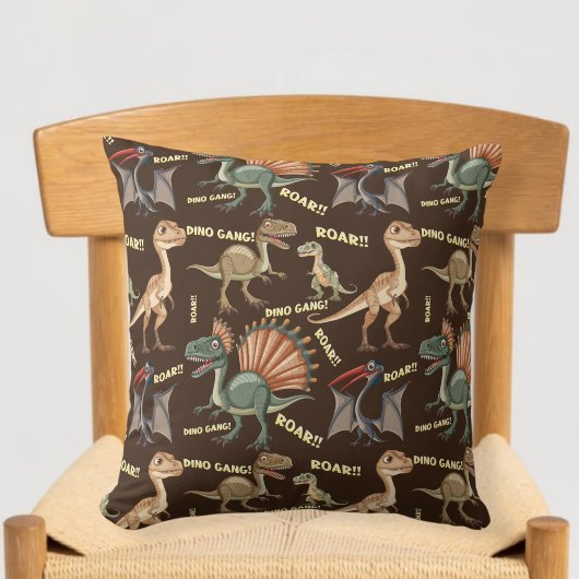 Brown dinosaur cushion - kids dinosaur pillow kussen