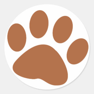 Brown Dog Animal Paw Print Ronde Sticker
