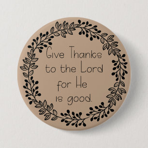 Brown Doodle Leaves geven Bedankt aan Lord Ronde Button 7,6 Cm