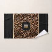Brown doré et Motif léopard noir - Monogramme (Serviette à main)