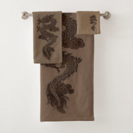 Brown Dragon Bath Towel Set Bad Handdoek
