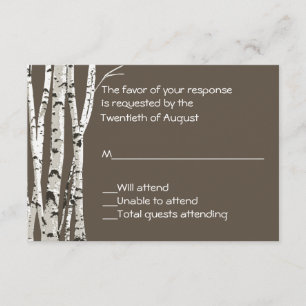 Brown élégant avec Birch Trees Mariage Carte RSVP