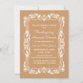 Brown Elegant Frontière Thanksgiving Invitation (Devant)