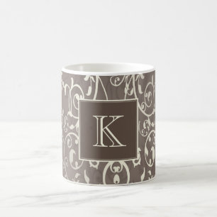 Brown Élégant Monogram Mug