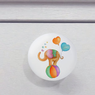 Brown éléphant whimsy watercolor circus poignée de