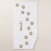 Brown Empreintes de pattes de chien mignon Nom du  (Serviette de bain)