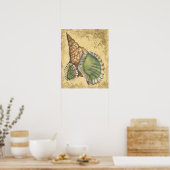 Brown en Green Seashell Poster (Keuken)