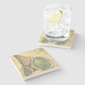 Brown en Green Seashell Stenen Onderzetter (Zijkant)