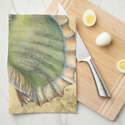 Brown en Green Seashell Theedoek (Quarter Fold)