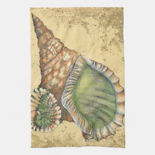 Brown en Green Seashell Theedoek