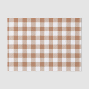 BROWN- EN WITTE HERFST GINGHAM PLAID PATROON TISSUEPAPIER