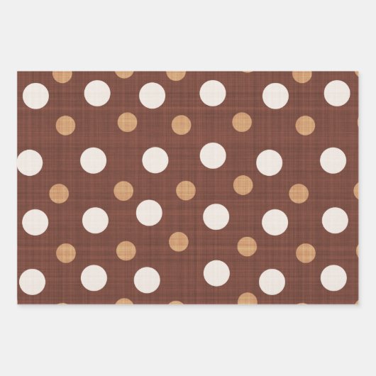 BROWN- EN WITTE POLKA-PUNTEN EN PLAIDEN INPAKPAPIER VEL (Voorkant)