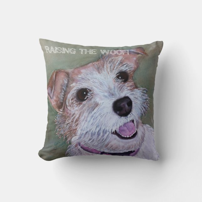 BROWN EN WITTE TERRIER MIX | TOSS PILLOW KUSSEN (Voorkant)