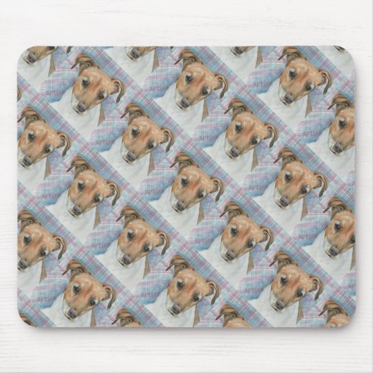 BROWN EN WITTE TERRIER MOUSEPAD MUISMAT (Voorkant)