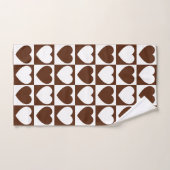 Brown et blanc À damiers Motif aux coeurs (Serviette à main)