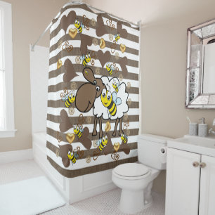 Brown et blanc Douche rideau Bumblebee