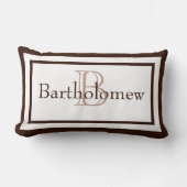 Brown et blanc Nom de Monogramme Garde Coussin (Recto)