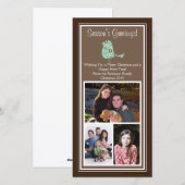 Brown et bleu Floral Bird Noël 3 Cartes photos (Devant / Derrière)