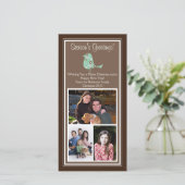 Brown et bleu Floral Bird Noël 3 Cartes photos (Debout devant)