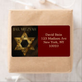 Brown et Gold Star de David étiquette de adresse (En situation)