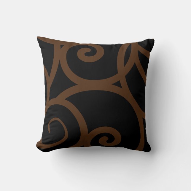 Brown et noir moderne abstrait designer coussin (Recto)