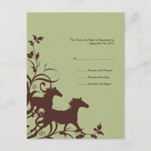 Brown et Sage Wild Horses Wedding Carte RSVP