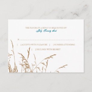 Brown et Turquoise Sea Grass Beach Wedding rsvp